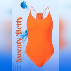 Sweaty Betty Womens Sz S Aqua Extra Life Performance Swimsuit Orange Full Piece